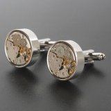シルバーラウンドムーブメントカフスボタンを入荷
