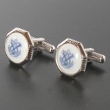 Swank & Royal Copenhagen スワンク & ロイヤルコペンハーゲン ホワイトブルーデザイン1カフスボタンを入荷