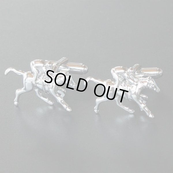 画像1: ジョッキー競走馬・カフスボタン（カフリンクス） (1)