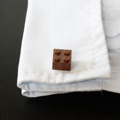 画像3: ブラウンLEGOブロックカフスボタン（カフリンクス）