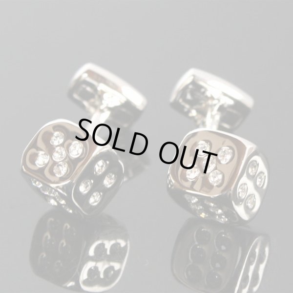 画像1: クリスタル付ダイスカフスボタン（カフリンクス） (1)