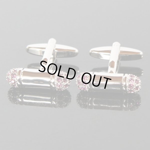 画像1: 両サイドアメジストクリスタルカフスボタン（カフリンクス） (1)