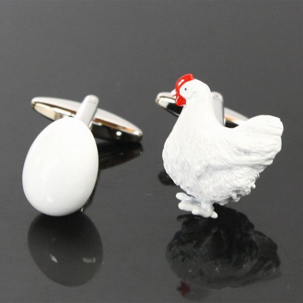 画像1: 鶏と卵カフスボタン（カフリンクス） (1)