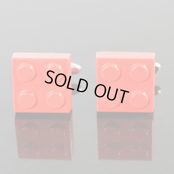 画像1: レッドブロックカフスボタン（カフリンクス） (1)