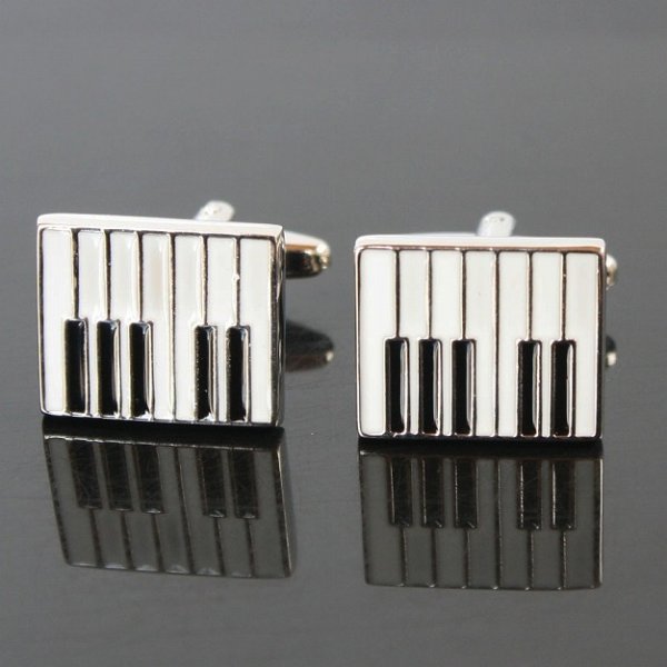 画像1: ピアノの鍵盤カフスボタン（カフリンクス） (1)