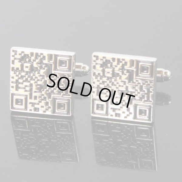 画像1: スクエアーQRコードカフスボタン（カフリンクス） (1)