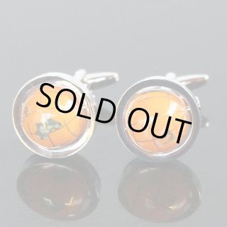 ターコイズブルー地球儀カフスボタン（カフリンクス）