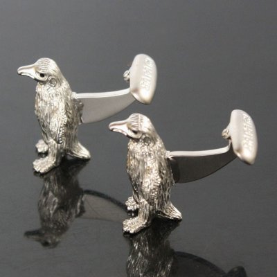 画像2: シルバーペンギンカフスボタン（カフリンクス）