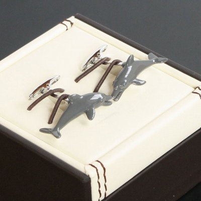 画像1: イルカカフスボタン（カフリンクス）