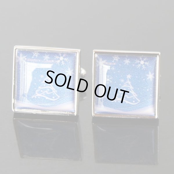 画像1: フレームドクリスマスツリーカフスボタン（カフリンクス） (1)