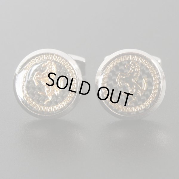 画像1: ラウンドゴールド跳馬カフスボタン (1)