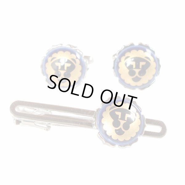 画像1: Swank & Royal Copenhagen スワンク & ロイヤルコペンハーゲン ブルーゴールドライオンカフスボタン・ネクタイピンセット (1)