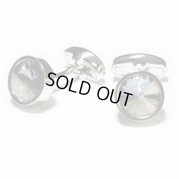 画像1: ラウンドブルーシェードクリスタルカフスボタン（カフリンクス） (1)