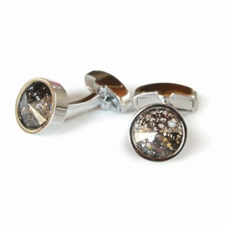 ラウンド型Sスワロフスキーカフスボタン（カフリンクス）