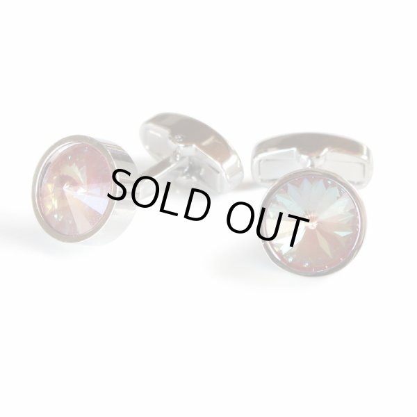 画像1: ラウンドウルトラルビーABクリスタルカフスボタン（カフリンクス） (1)