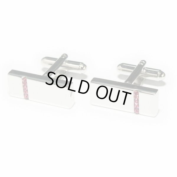 画像1: ファイブピンククリスタルカフスボタン（カフリンクス） (1)