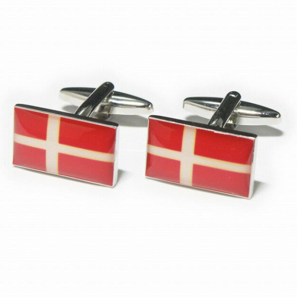 画像1: デンマーク国旗カフスボタン（カフリンクス） (1)
