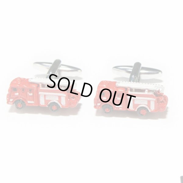 画像1: 消防車カフスボタン（カフリンクス） (1)