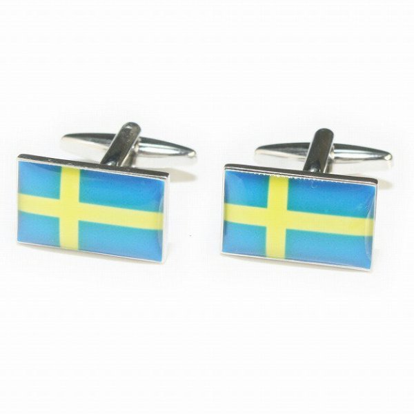 画像1: スウェーデン国旗カフスボタン（カフリンクス） (1)