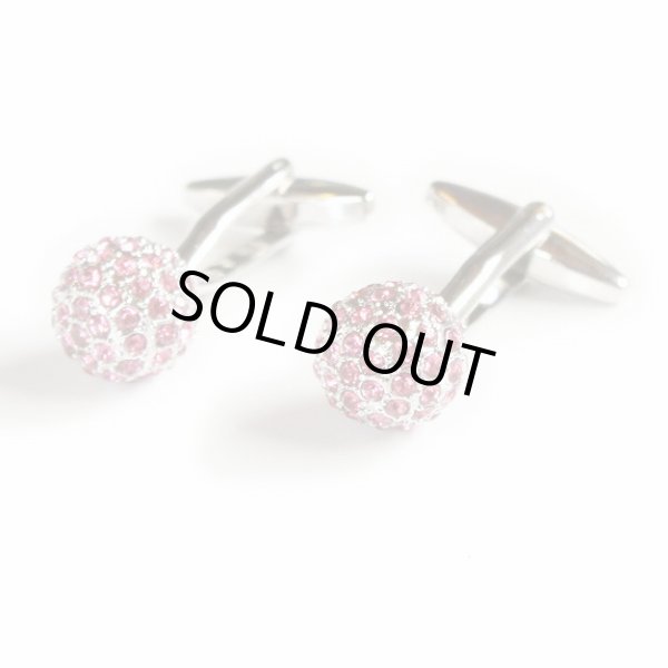 画像1: ピンククリスタルボールカフスボタン（カフリンクス） (1)