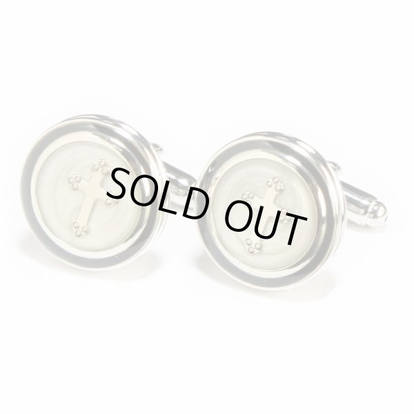 画像1: ラウンド クロスカフスボタン（カフリンクス） (1)