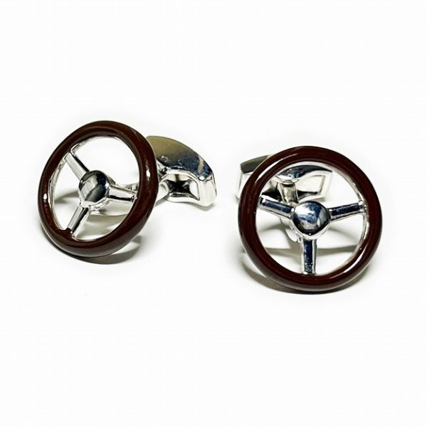 画像1: ブラウンハンドルカフスボタン（カフリンクス） (1)