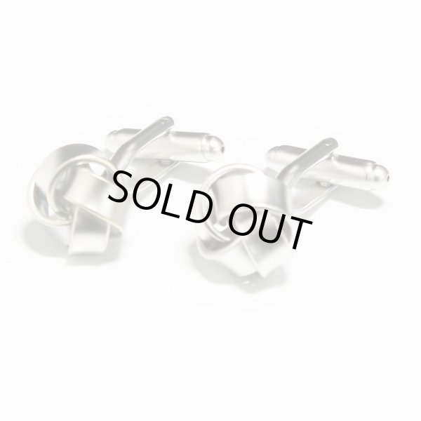 画像1: マットシルバー・ノットカフスボタン（カフリンクス） (1)