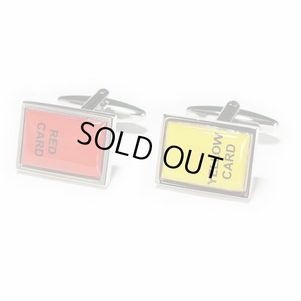 画像1: イエロー＆レッドカードカフスボタン（カフリンクス） (1)