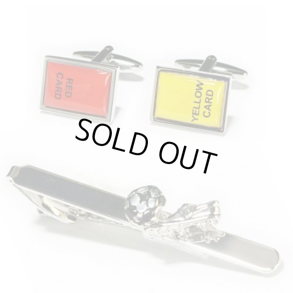 画像1: サッカーカフス　ネクタイピンセット4 (1)