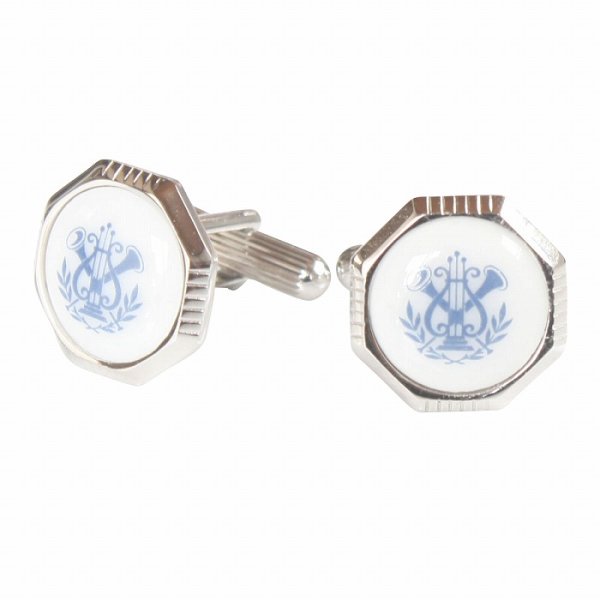 画像1: Swank & Royal Copenhagen スワンク & ロイヤルコペンハーゲン ホワイトブルーデザイン1カフスボタン (1)