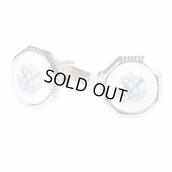 画像1: Swank & Royal Copenhagen スワンク & ロイヤルコペンハーゲン ホワイトブルーデザイン1カフスボタン (1)