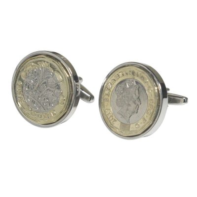 画像1: 英国１ポンド硬貨カフスボタン（カフリンクス）
