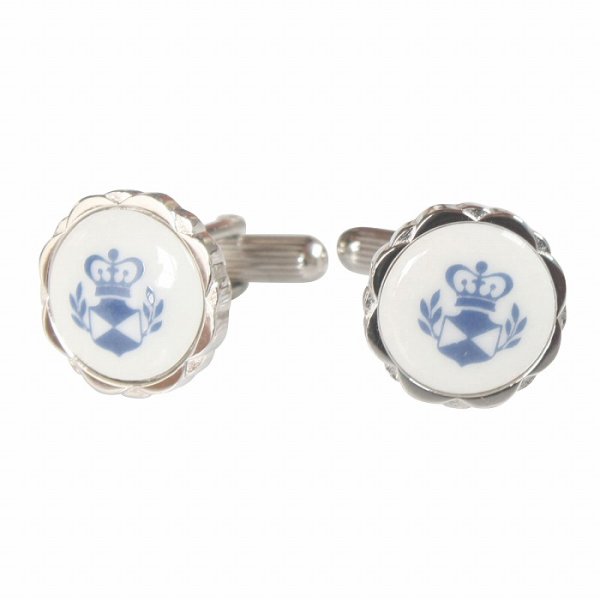 画像1: Swank & Royal Copenhagen スワンク & ロイヤルコペンハーゲン ホワイトブルーデザイン3カフスボタン (1)