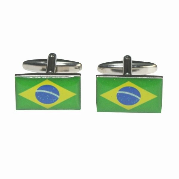 画像1: ブラジル国旗カフスボタン（カフリンクス） (1)