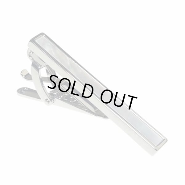 画像1: シルバー＆ホワイトシェルネクタイピン (1)