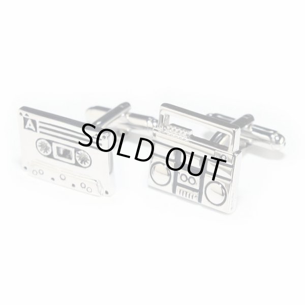 画像1: ラジカセ＆カセットテープカフスボタン（カフリンクス） (1)
