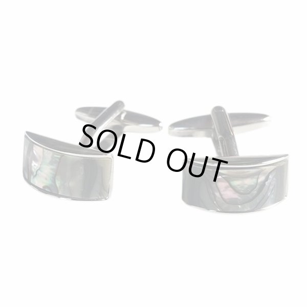 画像1: アーチドアバロンカフスボタン（カフリンクス） (1)