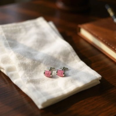 画像2: バイオレットコットンロープカフスボタン（カフリンクス）