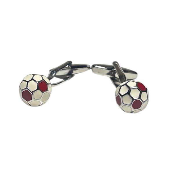 画像1: 立体レッドサッカーボールカフスボタン（カフリンクス） (1)