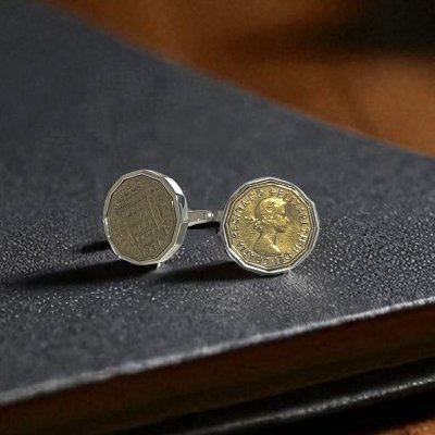 画像3: 英国3ペンス硬貨カフスボタン（カフリンクス）