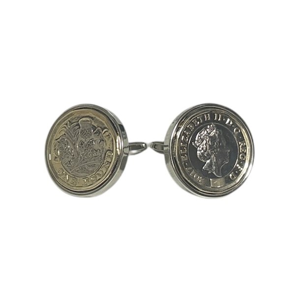 画像1: 英国１ポンド硬貨カフスボタン（カフリンクス） (1)