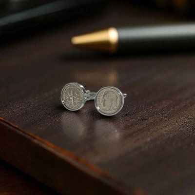 画像3: 米国ダイム硬貨（１０セント）カフスボタン（カフリンクス）