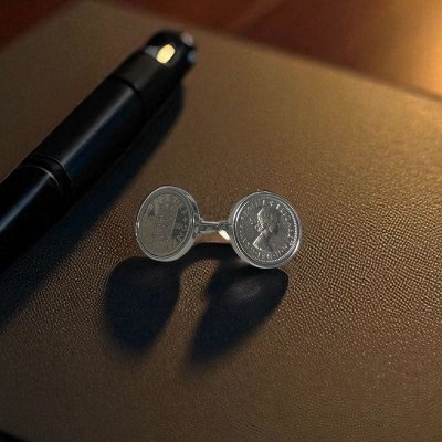 画像3: 英国１シリング硬貨カフスボタン（カフリンクス）