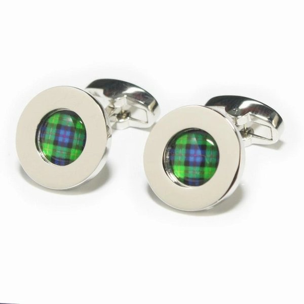 画像1: マッケンジータータンチェックラウンドカフスボタン（カフリンクス） (1)