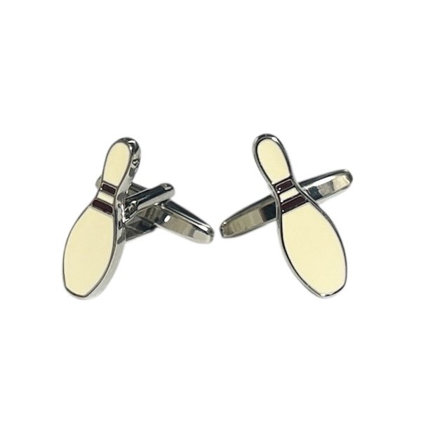 画像1: ボーリングピンカフスボタン（カフリンクス） (1)