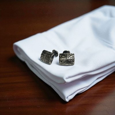 画像2: ビンテージ レクタングルクロスカフスボタン（カフリンクス）