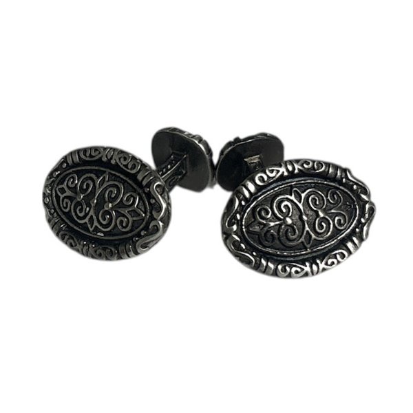 画像1: ビンテージ オーバルデザインカフスボタン（カフリンクス） (1)