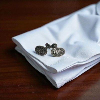 画像2: ビンテージ オーバルクロスカフスボタン（カフリンクス）