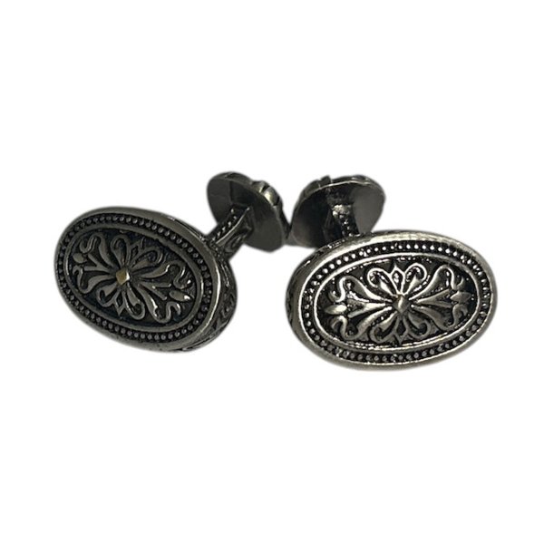 画像1: ビンテージ オーバルクロスカフスボタン（カフリンクス） (1)