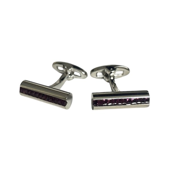 画像1: ピンクラインクリスタルカフスボタン（カフリンクス） (1)